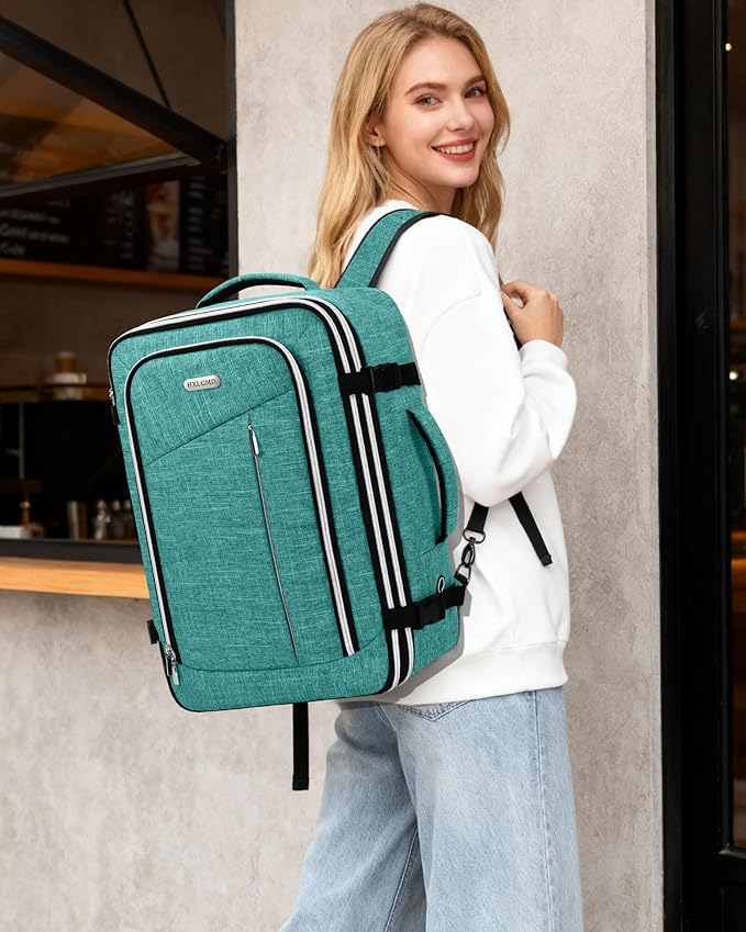Travel Carry On 17.5" Laptop Expandable Backpack for Men Women, Personal Item Bag Waterproof Airline Approved with USB Charging Hole 3 Packing Cubes, Large Weekender Daypack Business Luggage Suitcase