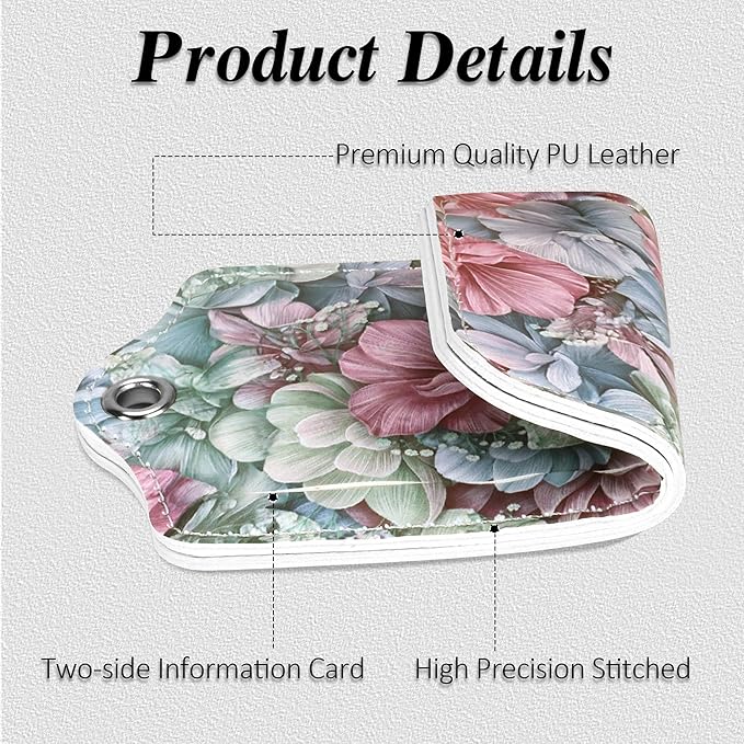 Luggage Tags for Suitcases, 2 Pack Cute PU Leather Luggage Tag TSA Approved with Stainless Steel Loop and Address Card Baggage Tag for Travel&Hotel Stays&Cruise Ships&Shipping and Mailing