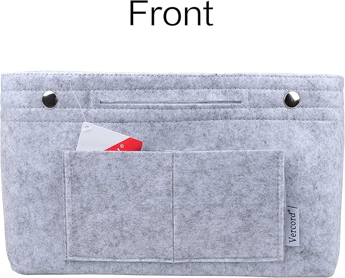 Vercord Felt Purse Tote Organizer Insert Divider Inside Handbag for Women Medium Light Grey