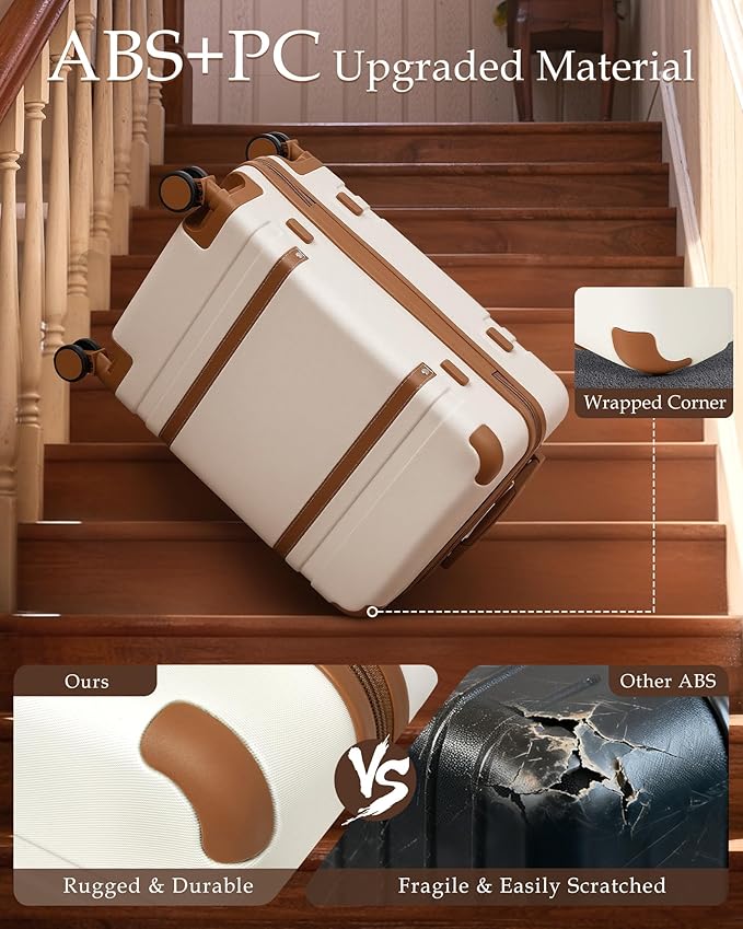 LONG VACATION Carry On Luggage Set 3 Piece, 20 Inch ABS+PC Hardshell Carry on Suitcase with Spinner Wheels TSA Lock & YKK Zipper