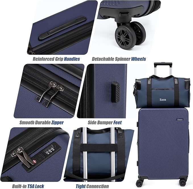 Expandable Carry on Luggage Sets,Suitcases with Detachable Wheels Hardshell 22x14x9 Airline Approved,Lightweight Luggage Set with TSA Lock,Carry on Suitcase
