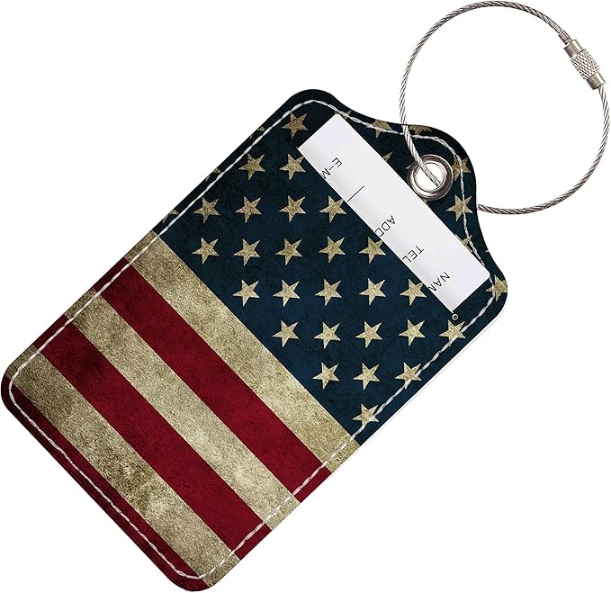 Luggage Tags for Suitcases, 2 Pack Cute PU Leather Suitcase Tag Identifiers TSA Approved with Stainless Steel Loop and Address Card for Baggage Tag for Cruise Airport Travel Essentials by Chelmon