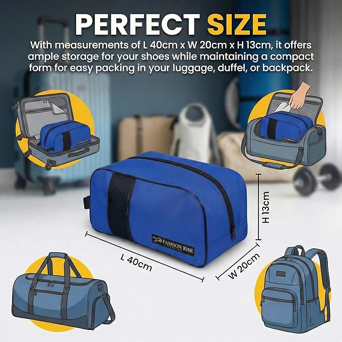 Waterproof Sports Boot/Shoe/Travel Bag for Football Cricket Rugby Golf Toiletry Gym for Boy/Girl Men/Women (Multi Colors) (Blue)