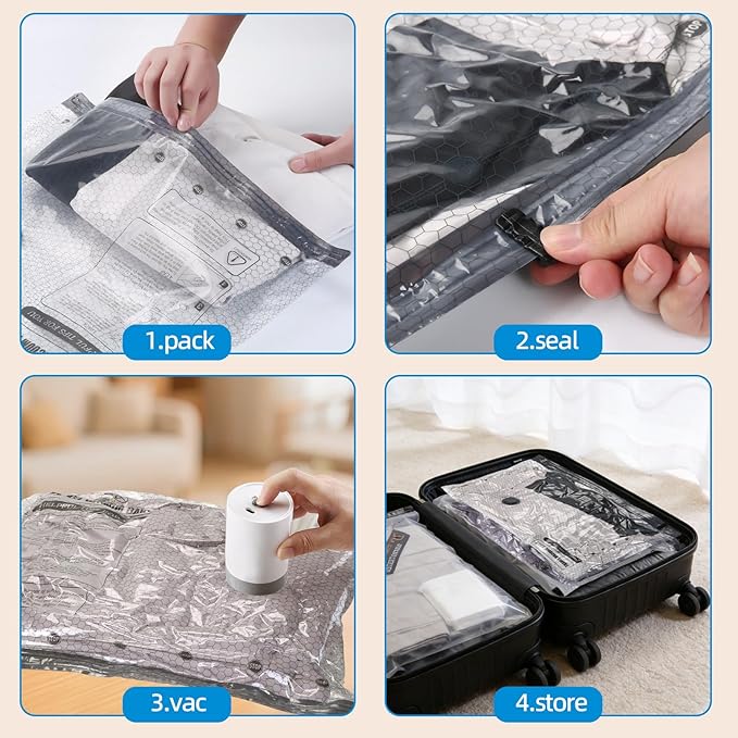 9 Packs Jumbo Vacuum Storage Bags With Vacuum Pump Extra Large Compression Bags for Clothes Bedding, Space Saver for House Moving & Home Organization, Travel Luggage Organizers