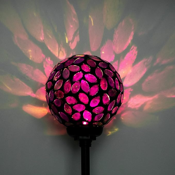 VCUTEKA Decorative Solar Garden Lights, 3.5" Mosaic Globe Outdoor Stake | Mosaic Glass Globe Design, Solar LED Light, Waterproof Design, Auto On/Off and Metal Stake Design for Lawn and Patio