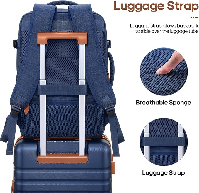 UKEIN Luggage Sets 3 Piece, PC Hardside Large Luggage 28 Inch With Spinner Wheels with TSA Lock, Checked Suitcase Set With Travel Backpack for Men (Blue, 3 piece set (28inch))