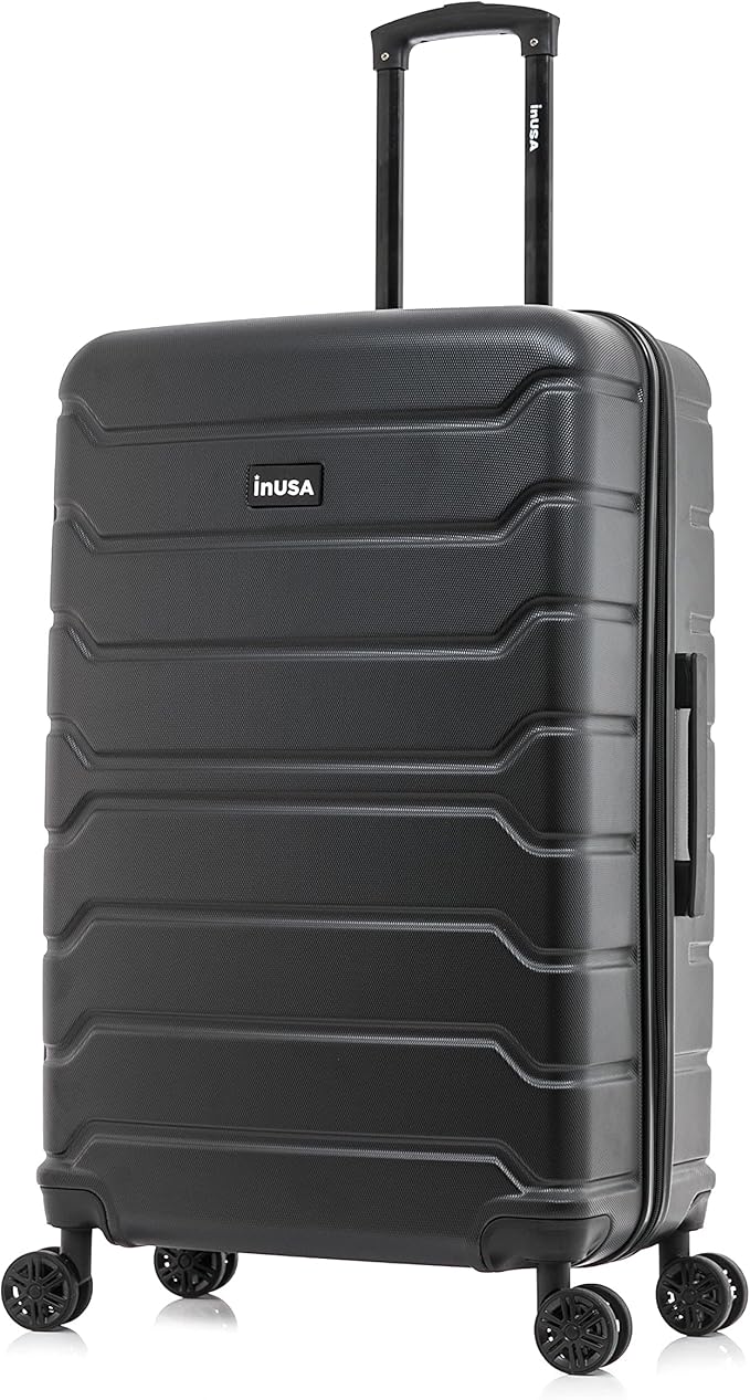 InUSA TREND Luggage with Spinner Wheels | Durable Lightweight Hardside Suitcase, Travel bag with Handle and Trolley, 28-Inch Large Checked luggage | Black