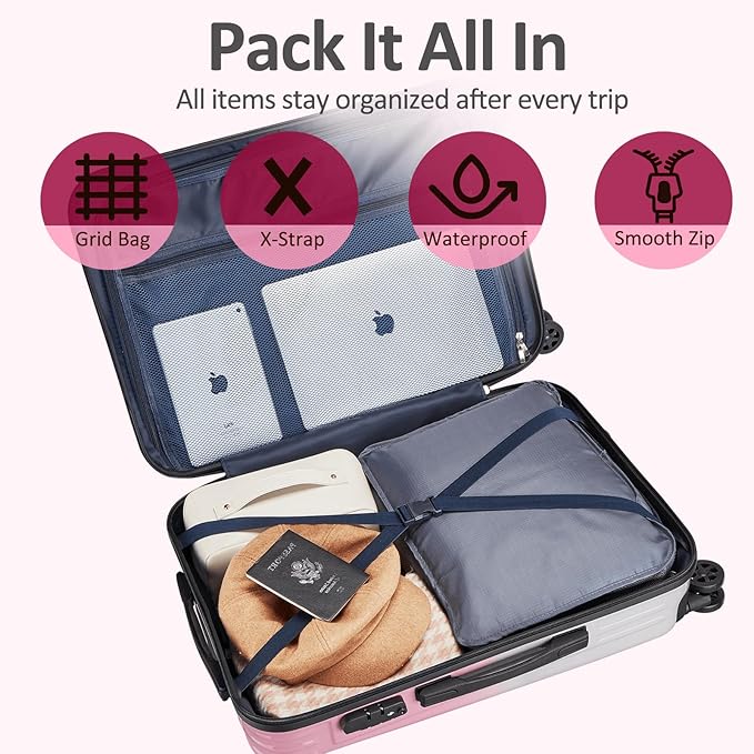 Carry on 20inch Luggage with Spinner Wheels, Lightweight PC+ABS Hard Shell Suitcases, Expandbale Storage & TSA Aprovel Lock