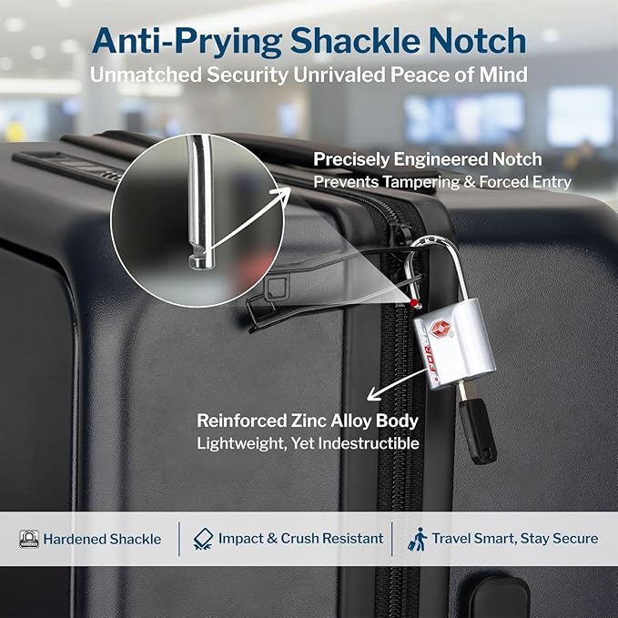 Forge Small Size TSA Approved Luggage Locks. Key Locks for Travel. Ultra Secure Dimple Key Travel Locks Alloy Body Luggage Locks. 4 Color Pack.