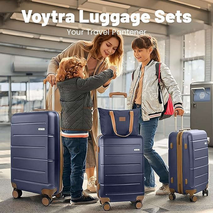 3-Piece Luggage Set with 20” Carry On Luggage 22x14x9 Airline Approved, Hardside Suitcase with Spinner Wheels & TSA Lock, Travel Suitcase for Business Trips & Weekend Getaways (Navy)