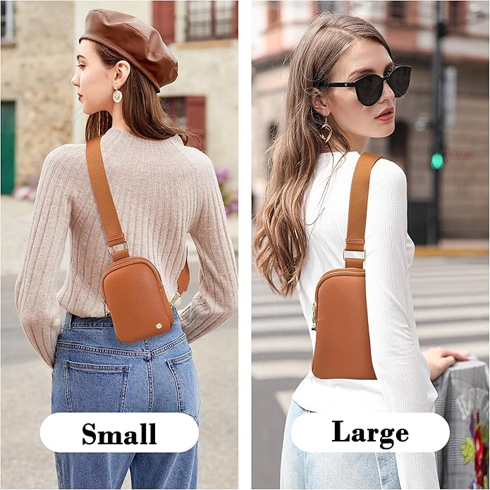 INICAT Anti Theft Crossbody Bag for Women, Small RFID Blocking Sling Purse with Zipper Lock for Travel, Vegan Leather