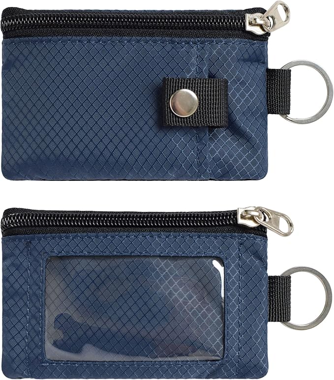 CHENSPRX Minimalist RFID Blocking Small Wallet with ID Window,WaterResistant Zip Id Case Wallet with Lanyard Keychain for Cards,Cash,Travel,Women,Men
