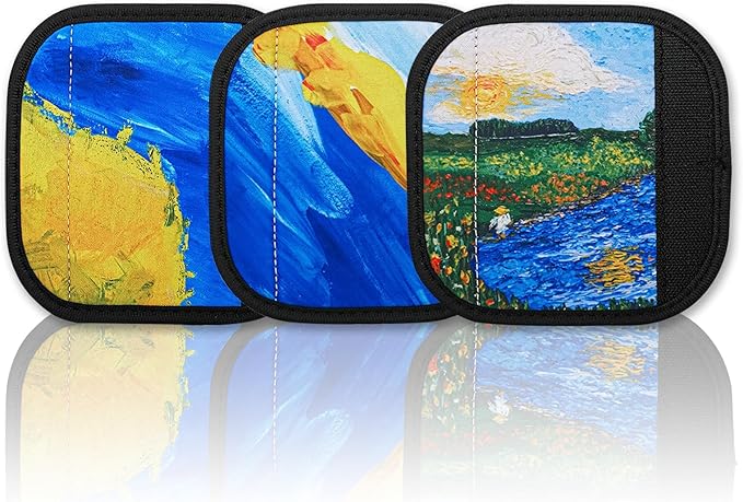 HEYSKAY 3pcs Neoprene Luggage Handle Wrap for Suitcase Identifier Travel Bag Wraps Luggage ID Tags Cover (Blue printx3)