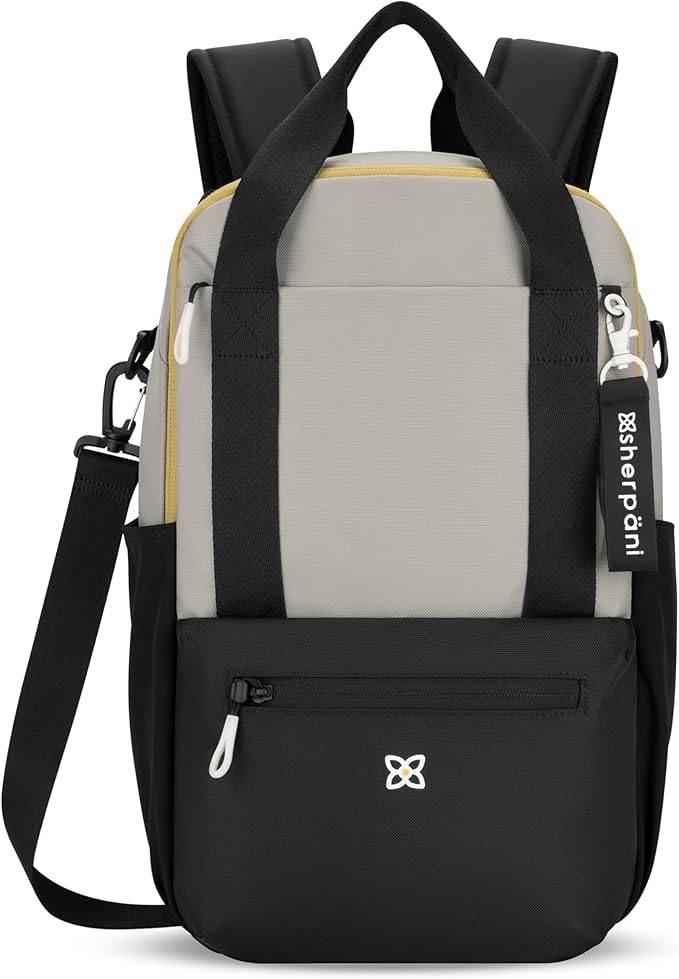 Sherpani Camden, Convertible Backpack, 3 in 1 Tote Bag, 18L Travel Backpack, Crossbody Bag for Women, Cross Body Purse, Travel Gifts, RFID Protection, Fits 13” Laptop (Wasabi Stone)