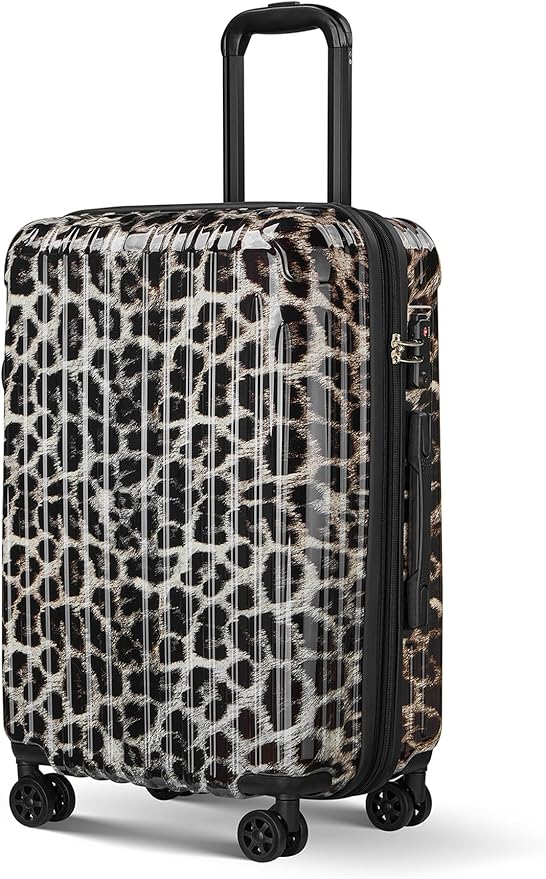 Cheetah Print Carry on Luggage - Airline Approved Suitcases with Spinner Wheels, Built-In TSA Lock，Hard Shell Expandable Suitcases
