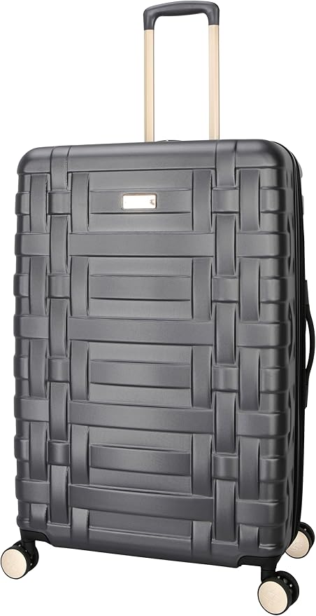 Jessica Simpson Taffeta 28"Expandable 8-Wheel Spinner Large Checked Luggage Suitcase, Gadget Grey