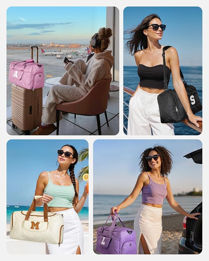 Daughter Granddaughter Gifts, Dance Cheer Ballet Gymnastics Sports Bag, Initial Overnight Weekender Bag, Cute Gifts for Girls, Birthday Gifts for 8 9 10 11 12 13 14 15 16 17 18 Year Old Girl