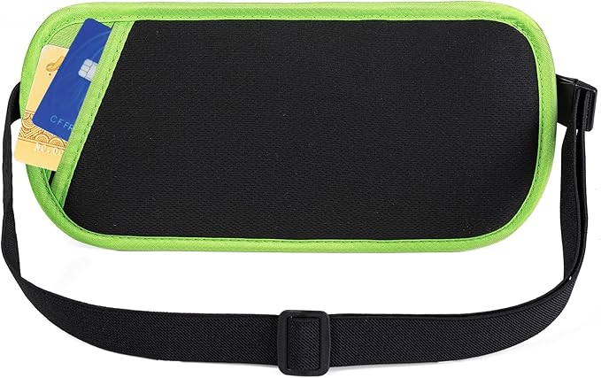RFID Blocking Money Belt - Passport Holder & Travel Wallet, Slim Hidden Fanny Packs for Women Men - Green