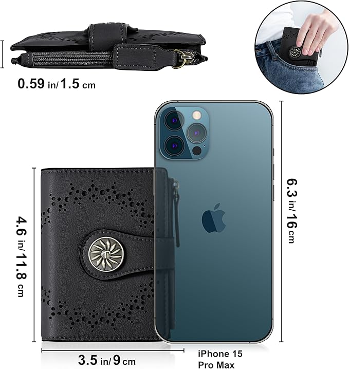 Tipmile Small Wallet for Women Bifold RFID Blocking Card Holder Leather Wallets with Zipper Coin Pocket
