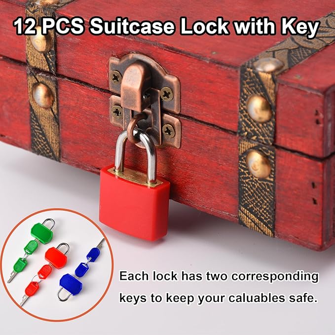 smilixin 12 PCS Suitcase Locks with Keys,Small Luggage Padlocks Metal Padlock with Key,Multicolor Lock Luggage Locks Mini Keyed Padlock for Backpack Boxes Laptop Bag School Gym Locker,28 mm,6 Colors