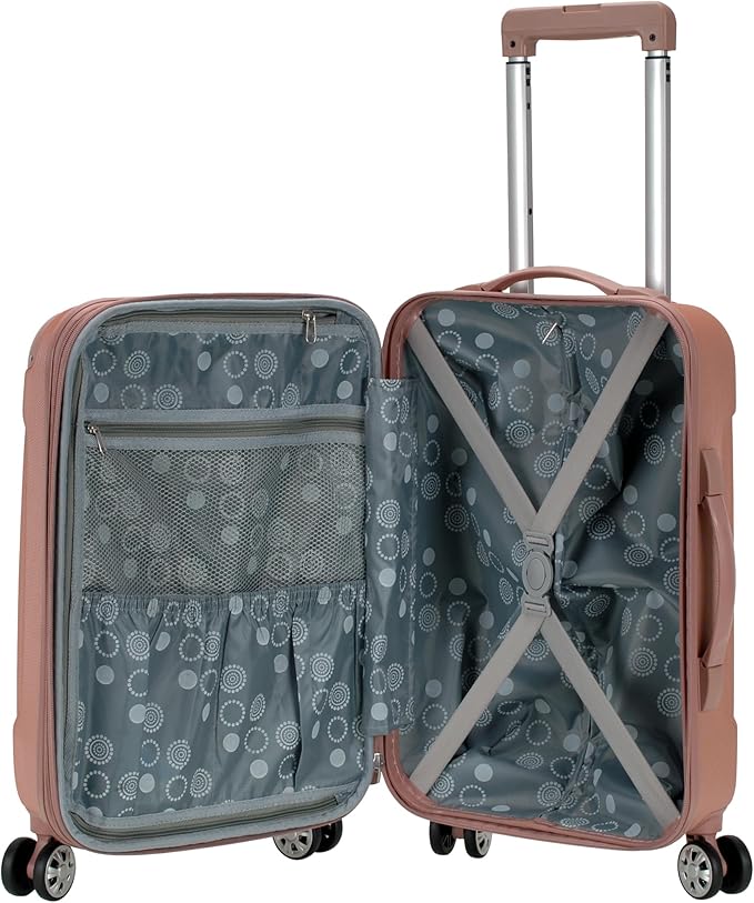 Rockland London Hardside Spinner Wheel Luggage, Rosegold, Carry-On 20-Inch