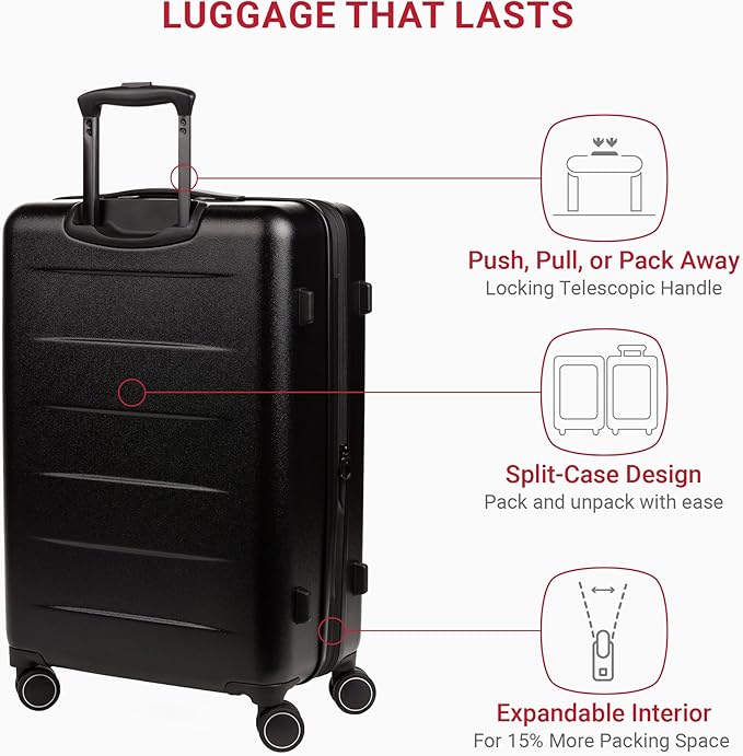 SwissGear 8020 Eclipse Collection Hardside Expandable Luggage – Black