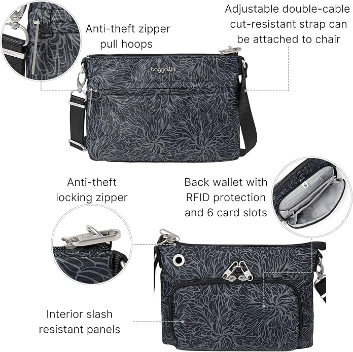 Baggallini womens Securtex Anti-theft Memento Crossbody Bag
