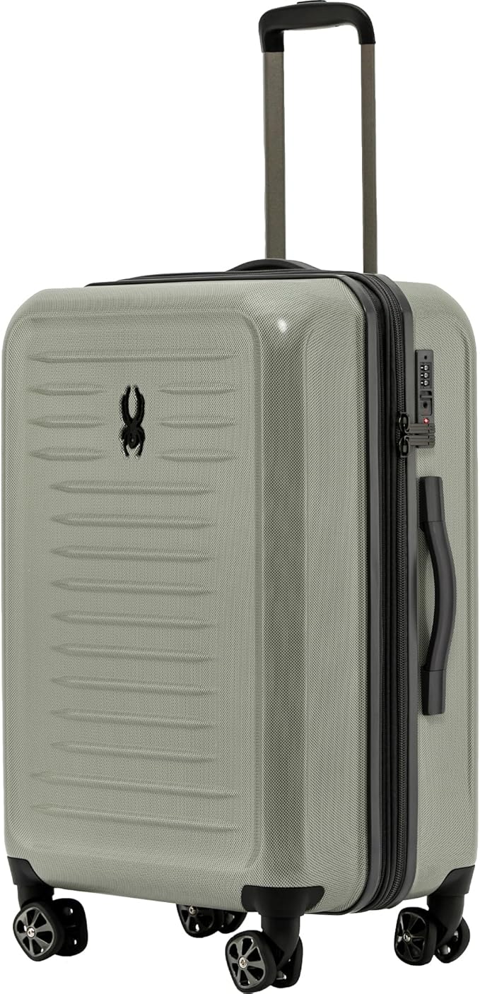 Spyder Rails 25 Inch Expandable Hardside Checked Suitcase with 360° Spinner Wheels, TSA Approved Lock