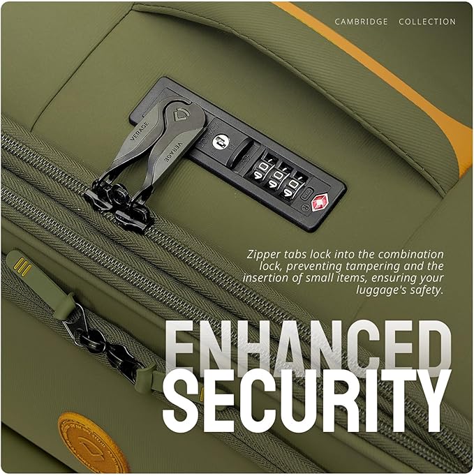 Verage Cambridge Lightweight Carry On Luggage,Softside Expandable Suitcase with Spinner Wheel (20-Inch, Green)