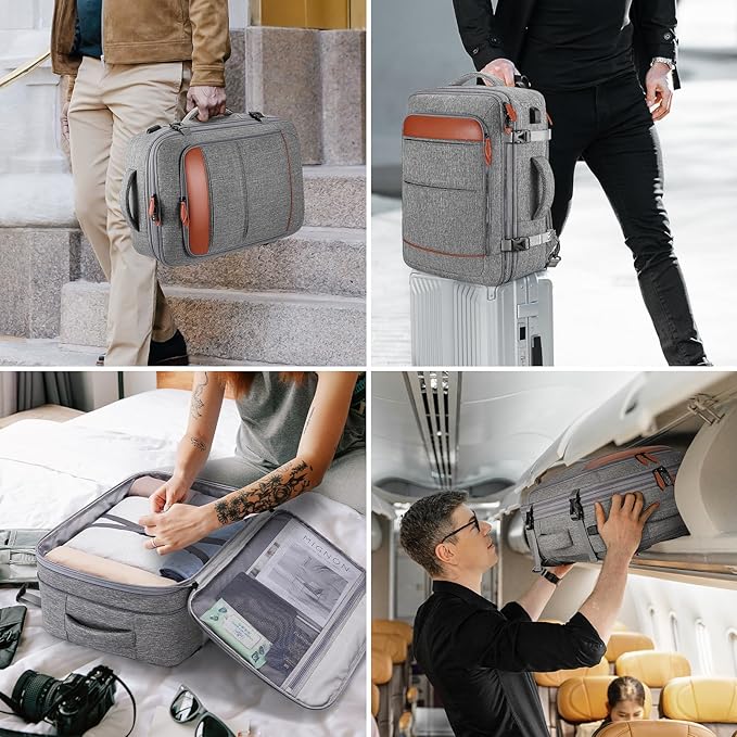 Bagsure Travel Backpack Carry On Backpack 42L Flight Approved, Expandable Laptop Backpack with Packing Cubes & Shoe Pocket, Water Resistant Luggage Backpack for Men Women, Large Backpack 20 * 14 * 7"