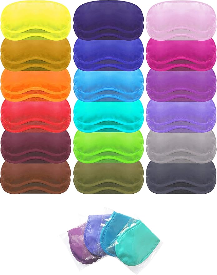 Eye Mask Sleep Masks Pack of 36 PorsMing Sleeping Mask Blindfold Eye Cover Team Building Games Party with Nose Pad and Adjustable Strap for Women Men Kids 4 Layers Colors (18 Color 36 Pieces)