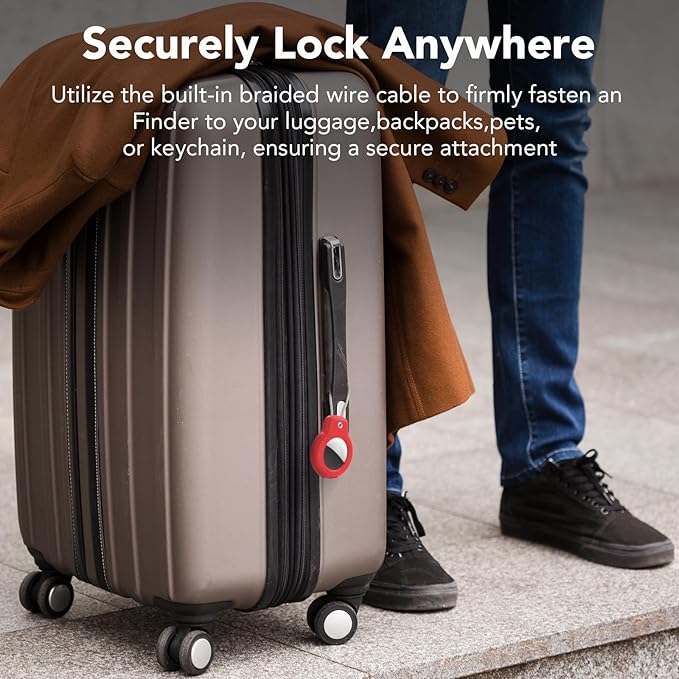 SPGUARD for AirTag Holder Case with Keychain 1st/2nd Air Tags-4 Pack for Apple Air Tag Holder with Wire Cable Lock Key Ring Chain Air Tagholder Accessories for GPS Item Tracker Kids,Keys,Luggage