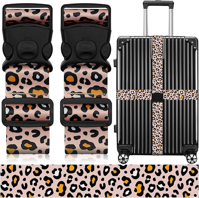 2 Pack Luggage Straps for Suitcases, Adjustable Travel Belt with Double Lock and Quick Release Buckle, Heavy Duty Nylon Bag Packing Strap, Bright Identifiers Business Travel Accessories-Beige Eggs