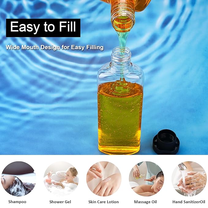 Travel Shampoo and Conditioner Bottles 7.7oz 3 Pack Leak Proof Squeeze Bottles with Flip Cap Refillable Containers Plastic Travel Toiletry Bottles for Lotion Shampoo Conditioner