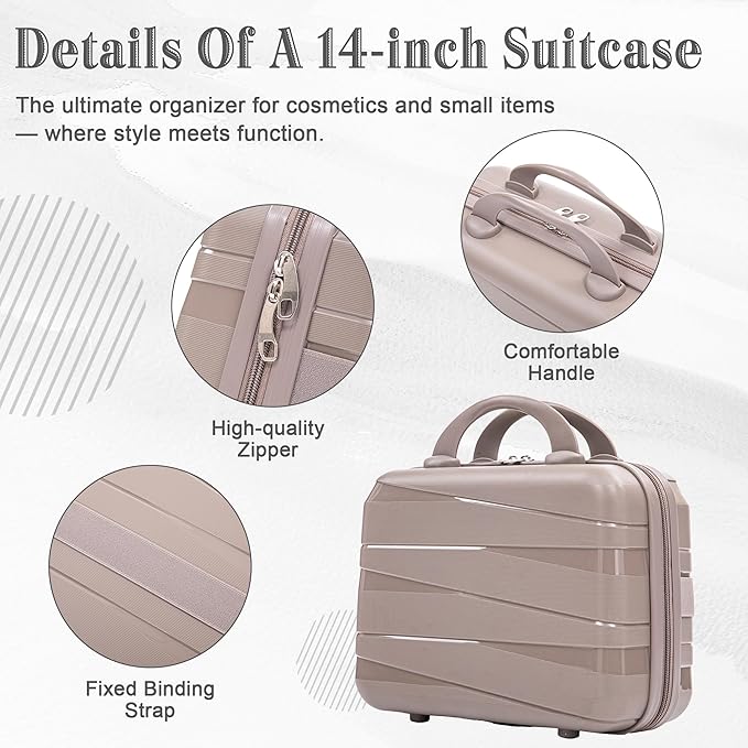 Hardside 4 Luggage Sets, Lightweight Wave Suitcase with Spinner Wheel