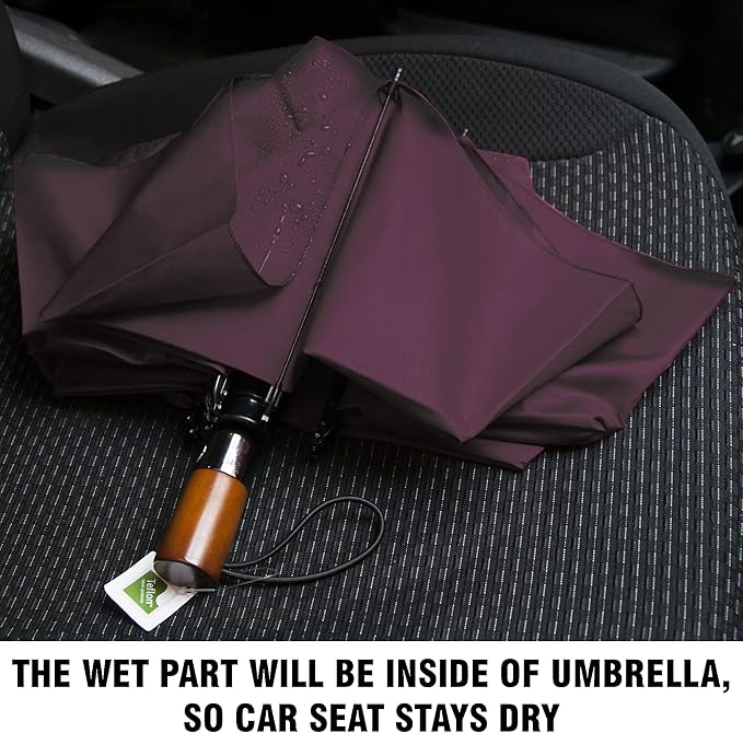 Raintrend Windproof Travel Umbrellas for Rain Automatic +10% Bigger Canopy Strong Frame Compact Folding Portable Umbrella for Women Men Backpack Purse