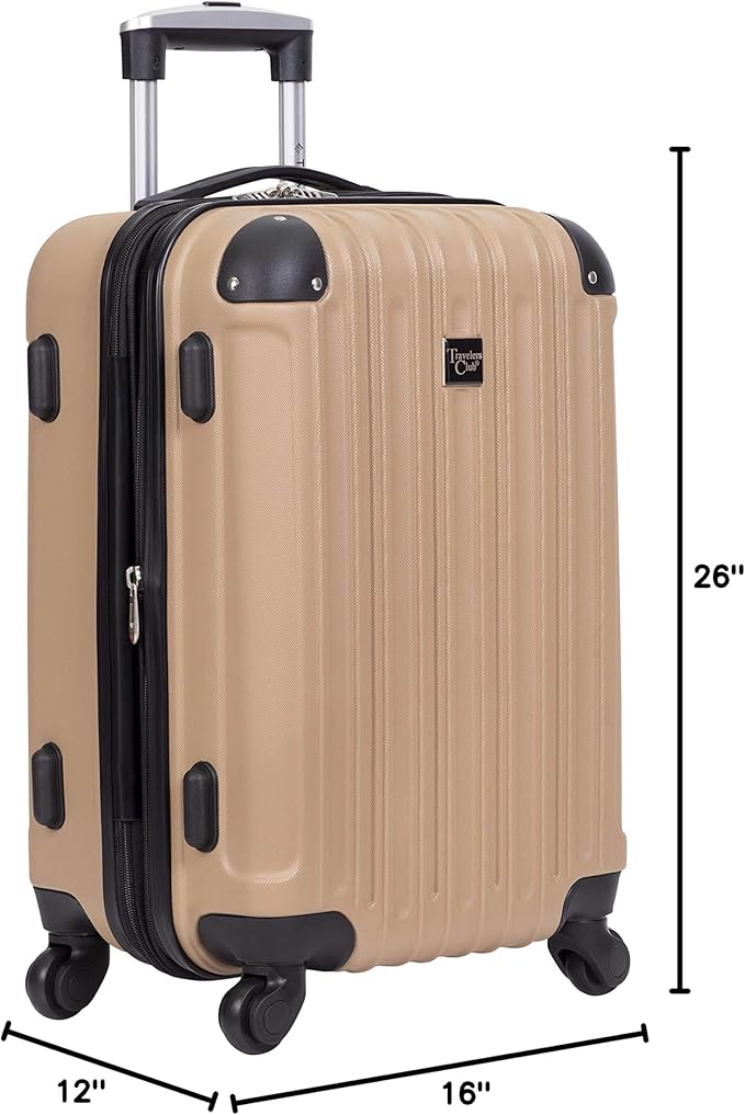 Travelers Club Midtown Hardside 4-Piece Luggage Travel Set, Tan