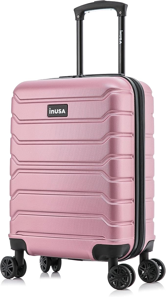InUSA TREND Luggage with Spinner Wheels | Durable Lightweight Hardshell Suitcase, Travel bag with Handle and Trolley, 20-Inch Carry On Small Luggage | Rose Gold