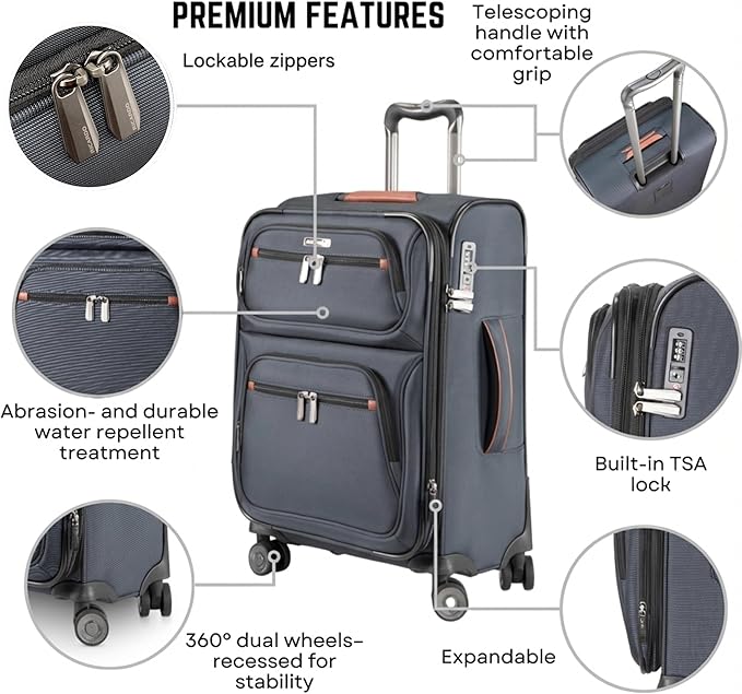 Ricardo Beverly Hills Montecito 3.0 Softside Luggage Collection – Expandable Suitcases with Wheels and TSA Lock. 21” Carry-on, Graphite