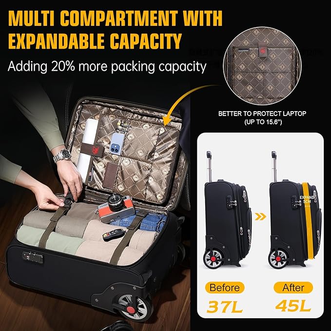 Laduga Softside Expandable Luggage with Large Steel Wheels Checked-Luggage Suicase (Blue, 29-Inch)