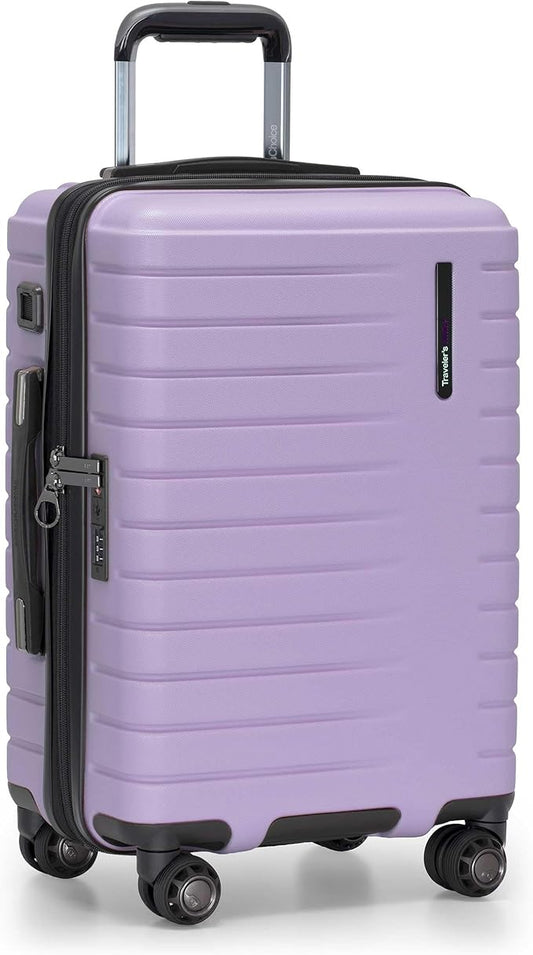 Traveler's Choice Archer Polycarbonate Hardside Spinner Luggage Set, Tie Down Straps, Purple, Carry-On 21-Inch