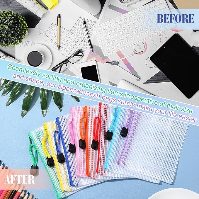 Jetec 32 Pcs Mesh Zipper Bags Toy Storage Bikini Organizer Bag Bolsas Para Guardar Trajes De Bano Waterproof Zipper Reusable Pouch Puzzle Multipurpose for Storage Office(Cute Color,5.1 x 4.1 Inch)