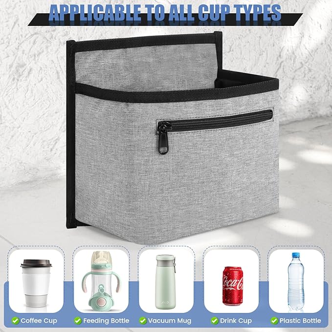 ZHCHG Luggage Travel Cup Holder Attachment for Suitcase Drink Carrier Caddy, Coffee Mug and Tumblers, Traveler Carry on Hands Free Accessory- Gifts for Flight Attendants Travelers Accessories