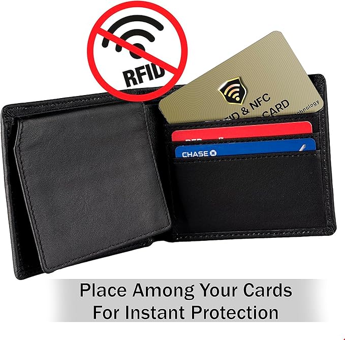 SaiTech IT RFID Blocking Cards, 3 Pack One Card Protects Entire Wallet Purse For Men & Women, NFC Contactless Bank Debit Credit Card Protector ID ATM Guard Card – Golden