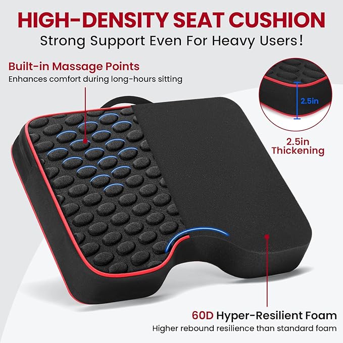 Stadium Seat Cushions - Portable Bleacher Cushions with 2.5" Extra Thick High-Density Foam and Massage Dots, Fashion Outdoor Seat Cushions for Sports Events, Travel, Camping, Chairs - 4 Pack
