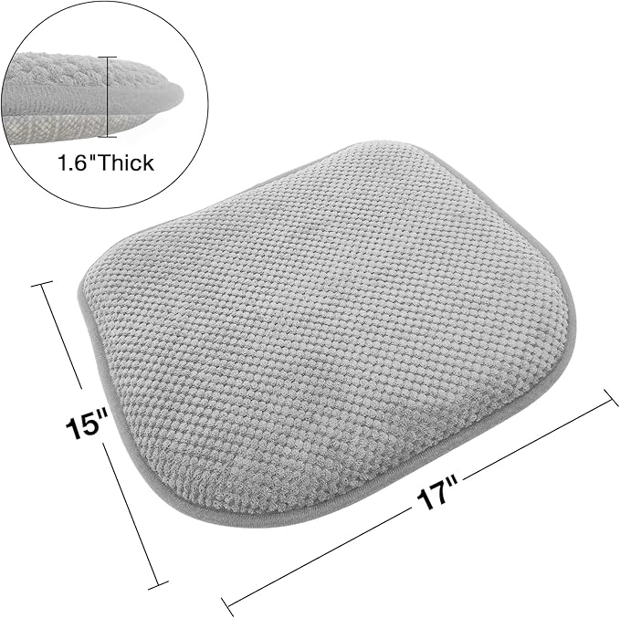 Silver Grey Foam Seat Cushions Kitchen Chairs Pads for Dining Chairs Non Slip Patio Seat Cushions Set of 4 Washable U Shaped Soft Thick Large Metal Wooden Chair Cushions,17" x 15"
