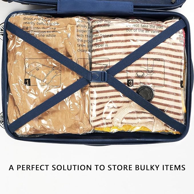 Vacuum Storage Bags, Compression Packing Space Saver Seal Bags for Clothing Bedding Comforters Blankets Pillows, 8 Jumbo