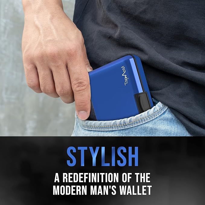 TopMost Aluminum Wallet, Card Case Wallet, Metal RFID Credit Card Holder for Men & Women, 6 Cotton Slots for 10-12 Cards And Bills, Rfd Protective