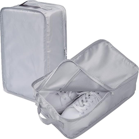 tianzong Travel Shoe Bag with Handle Holds 2 Pairs of Shoes, Shoe Packing Cubes for Travel (Grey, 2 Pack)
