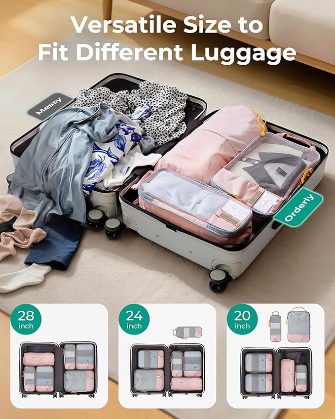 BAGSMART 6 Set /4 Set/2 Set Compression Packing Cubes for Travel, Lightweight Luggage Organizer Bags, Durable Space Saver Bags Travel Essentials